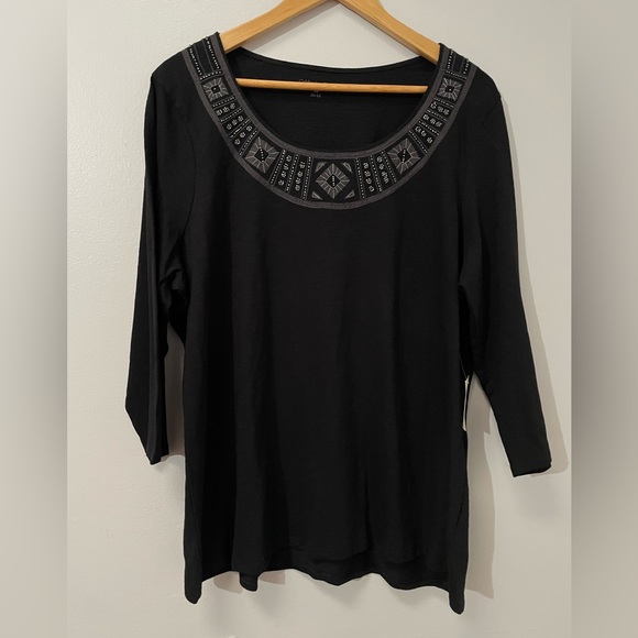 Coldwater Creek Tops - NWT Coldwater Creek Women’s Black Top 3/4 Sleeve